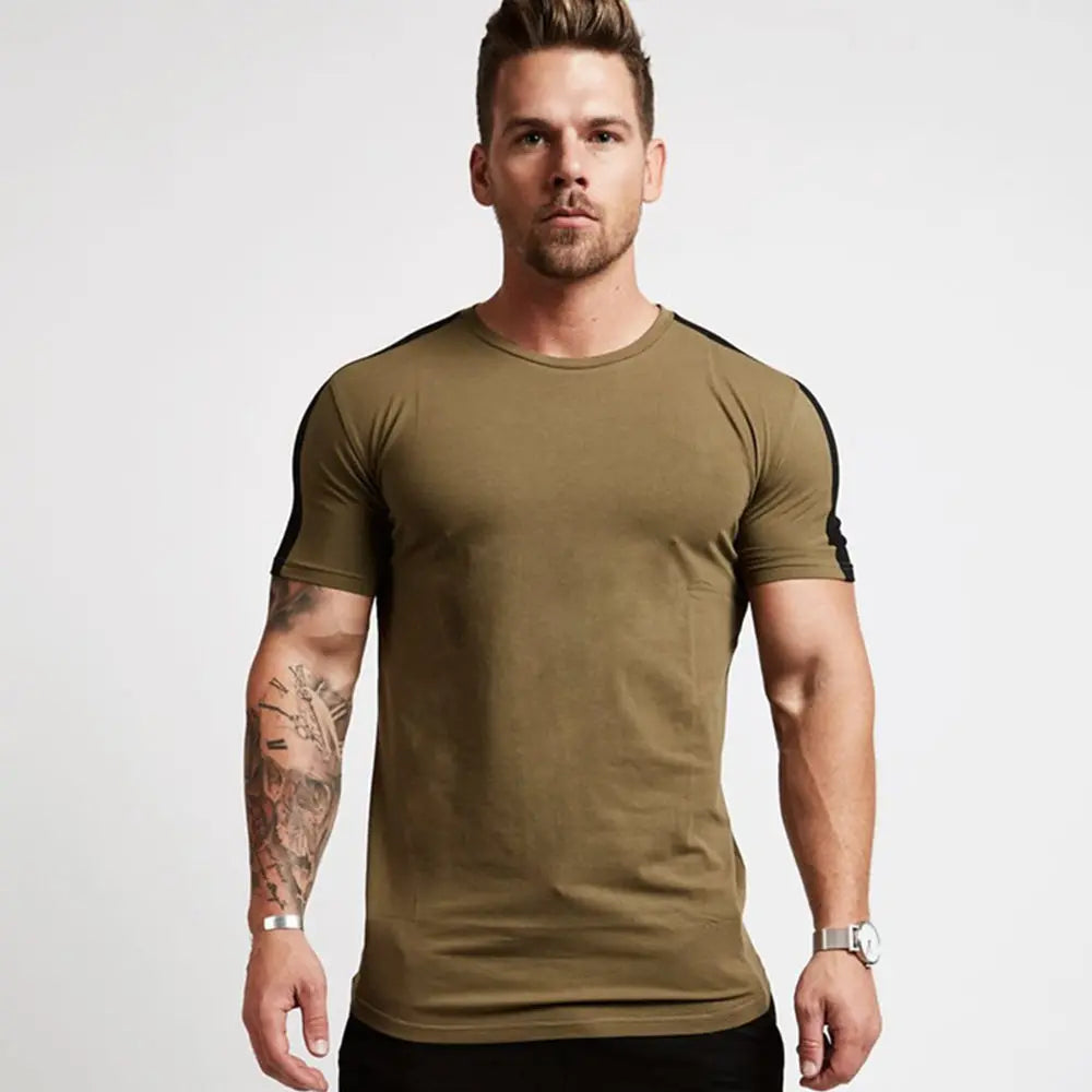 Men's Gym tshirt Men Running Sport T-shirt Fitness Bodybuilding Cotton Slim Tee shirt Tops Summer Male Jogging Training Clothing
