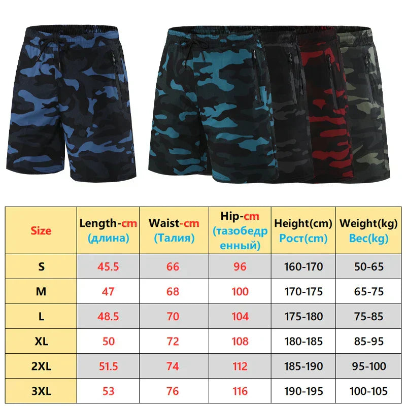 Men Gym Shorts 2021 New Camouflage Quick Dry Marathon Shorts Loose Fitness Casual Training Short Pant Male Workout Running Short