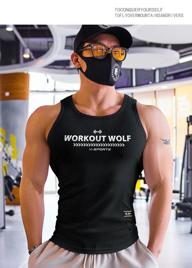 Men's Fitness Jogging Cycling Hiking Gym Muscle Compression Shirt - Training Tank Top with Quick-Dry,High-Elasticity Material