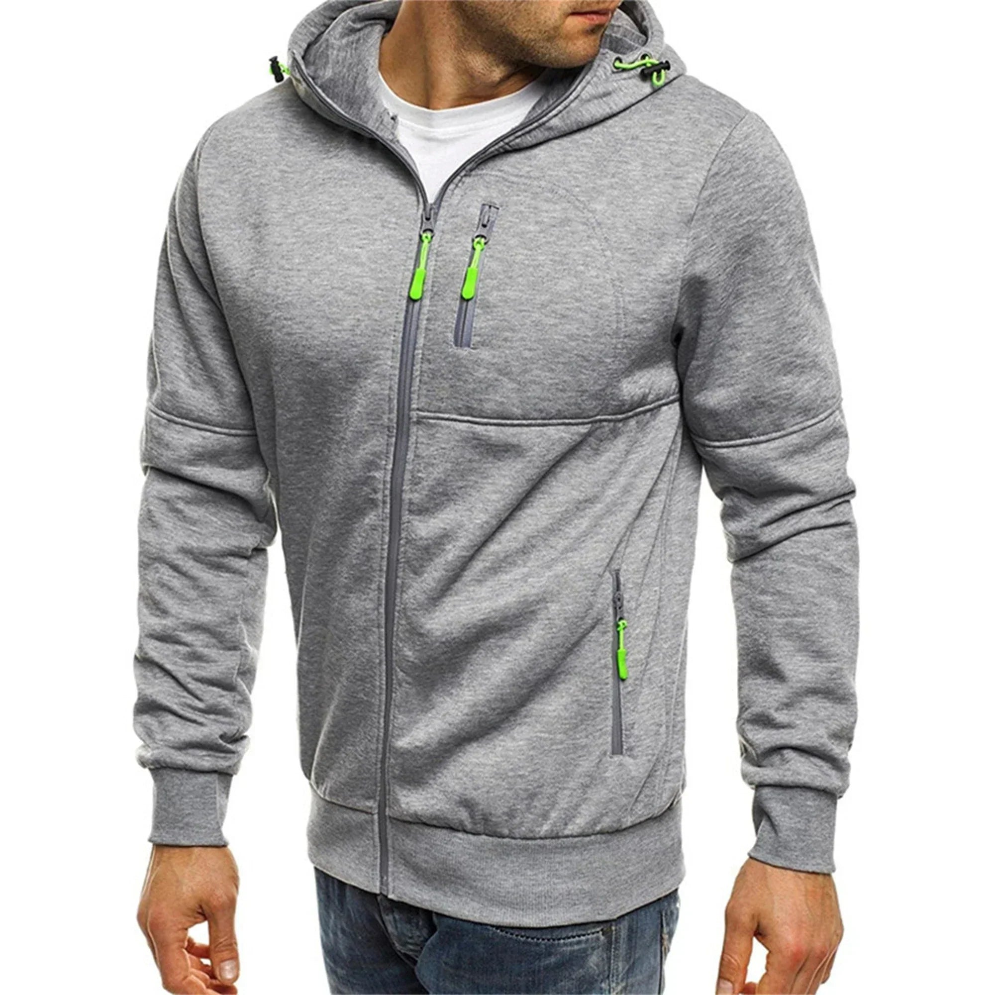Men's hooded jacket Casual long-sleeved hoodie Zipper Gym sports hoodie Spring and Autumn