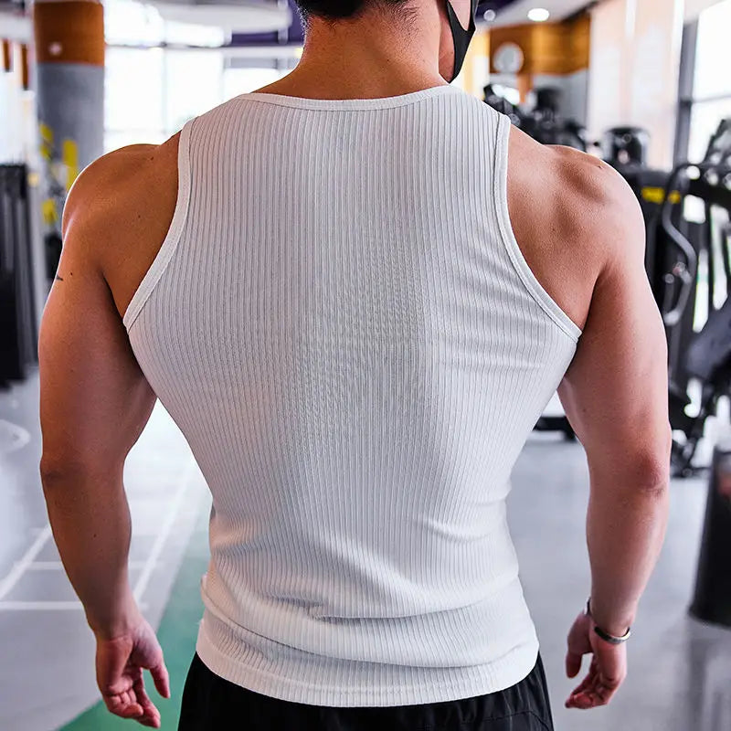 Men's Fitness Jogging Cycling Hiking Gym Muscle Compression Shirt - Training Tank Top with Quick-Dry,High-Elasticity Material