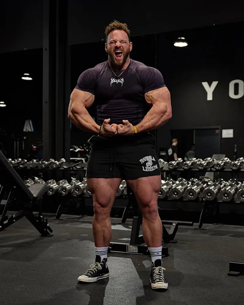 2025 YOUNGAL New Men's Fitness T-shirts clothing sports Tshirt tights high elastic training short sleeve fitness man clothing