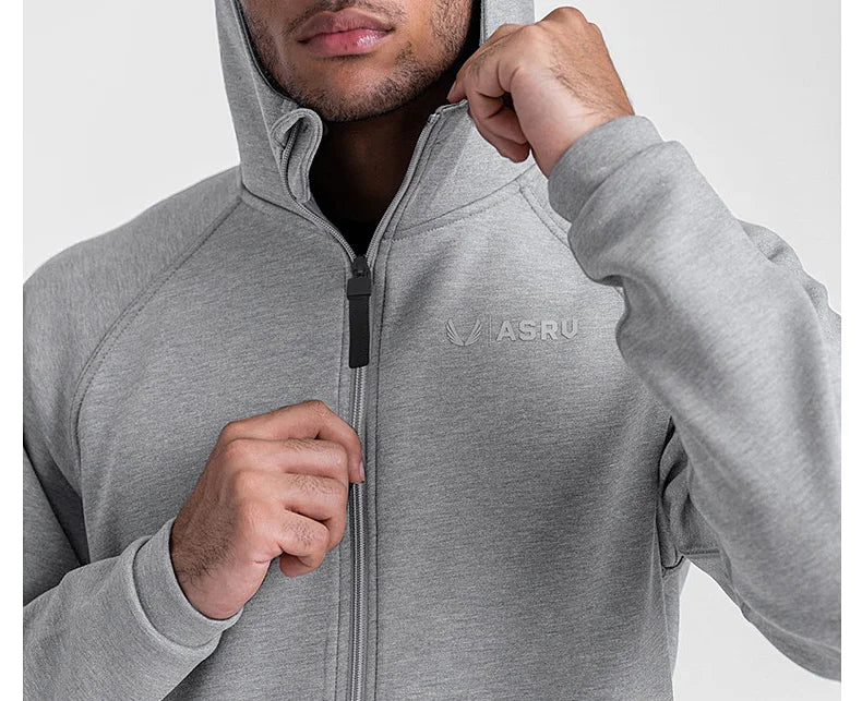 Men's Zipper Hooded Sweatshirt Gym Workout Hoodies Spring and Autumn Loose Fitness Hoodies Sports Casual Zipper Jacket Clothing