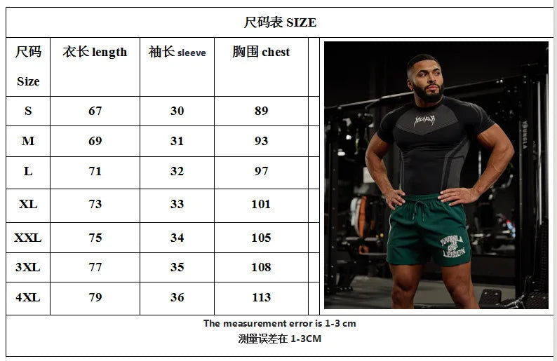 2025 YOUNGAL New Men's Fitness T-shirts clothing sports Tshirt tights high elastic training short sleeve fitness man clothing