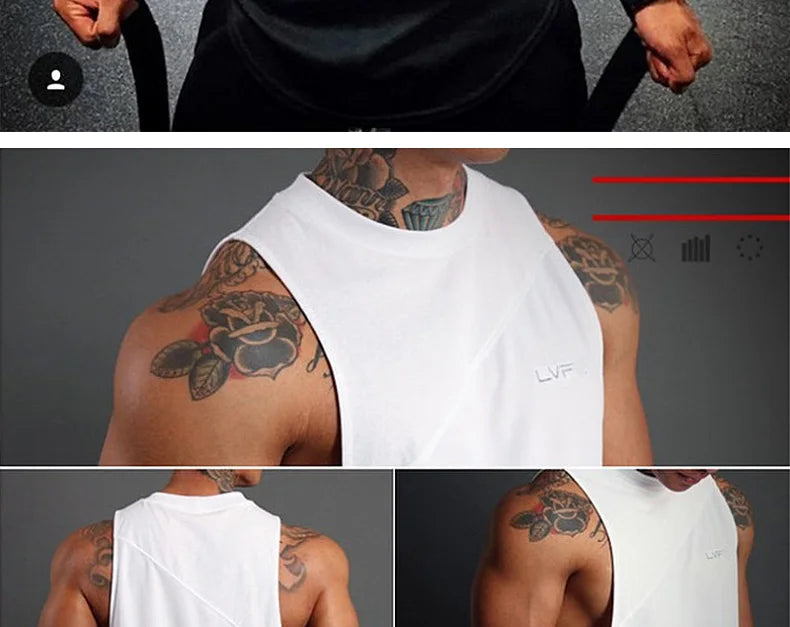 Men's Brand Gym Clothing Bodybuilding Singlets Sports Tank Top Man Fitness Shirt Muscle Guys Sleeveless Vest Casual Cotton Top