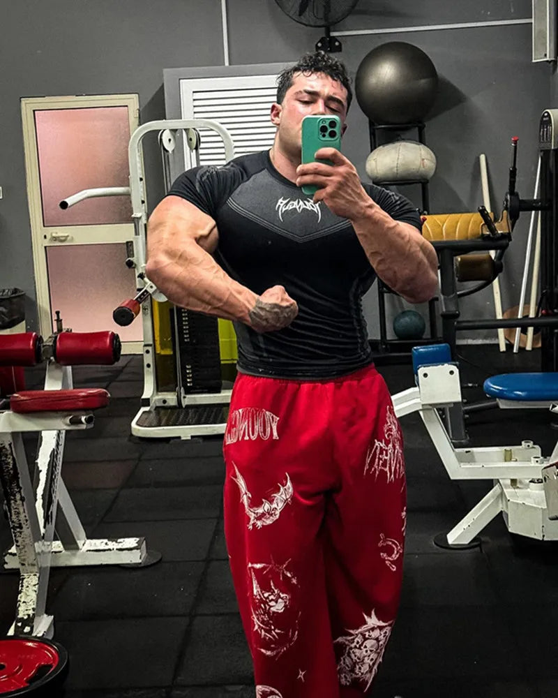 2025 YOUNGAL New Men's Fitness T-shirts clothing sports Tshirt tights high elastic training short sleeve fitness man clothing