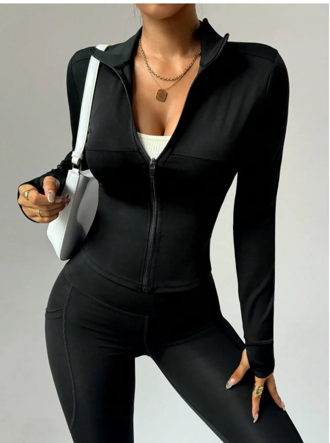 Women's Jacket Quick-drying Sun Protection Sport Coat Women's Tight Yoga Wear Long Sleeve Cardigan Running Fitness Jacket Zipper