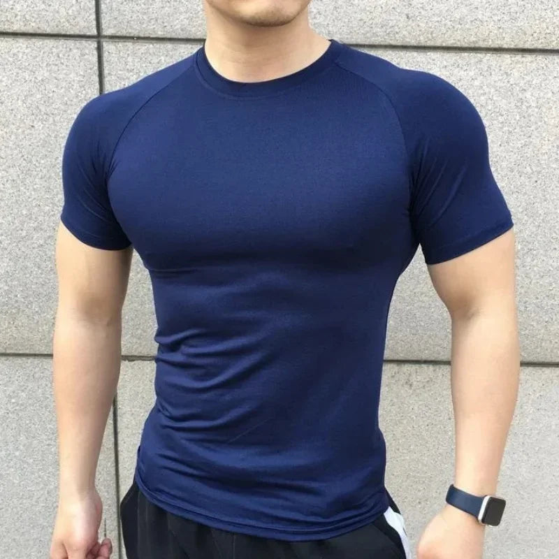 gyms Tight sports T-shirt Men Summer Short Sleeve Fitness T Shirt Running Gym Compression T Shirt High Quality elasticity Tops