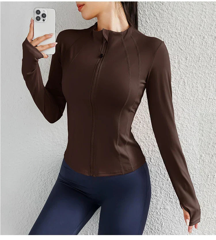 Women Yoga jacket Gym Wear zipper long sleeve fitness woman Jackets Coat