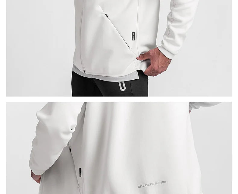 Men's Zipper Hooded Sweatshirt Gym Workout Hoodies Spring and Autumn Loose Fitness Hoodies Sports Casual Zipper Jacket Clothing