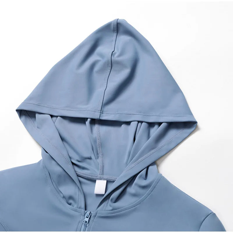 Women Sports Zipper Jacket Yoga Long Sleeved Shirts Summer Sun Protection Clothing Fitness Running Gym Tops UV Resistant Coat