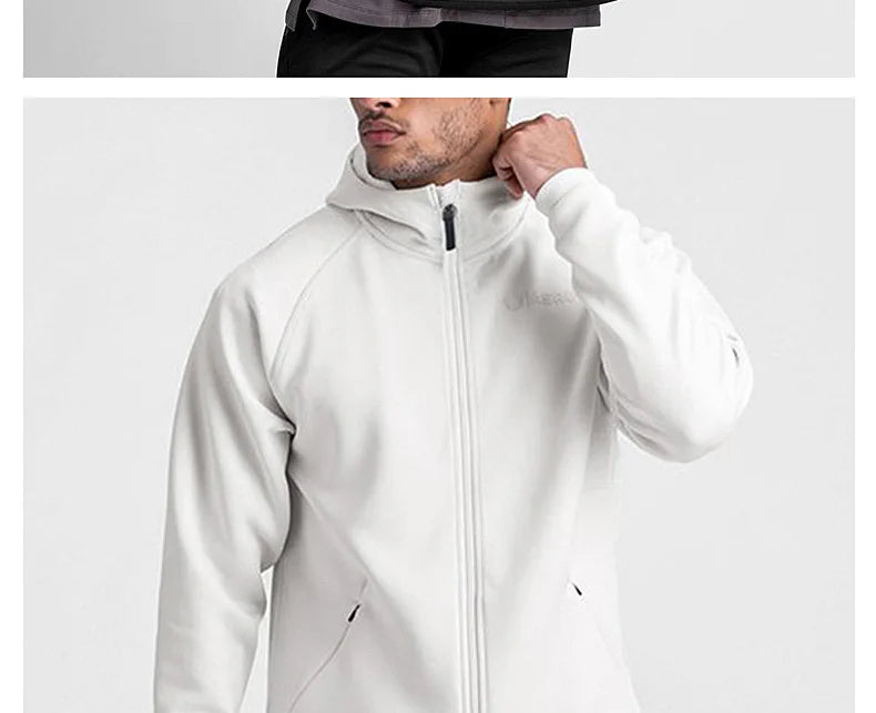 Men's Zipper Hooded Sweatshirt Gym Workout Hoodies Spring and Autumn Loose Fitness Hoodies Sports Casual Zipper Jacket Clothing