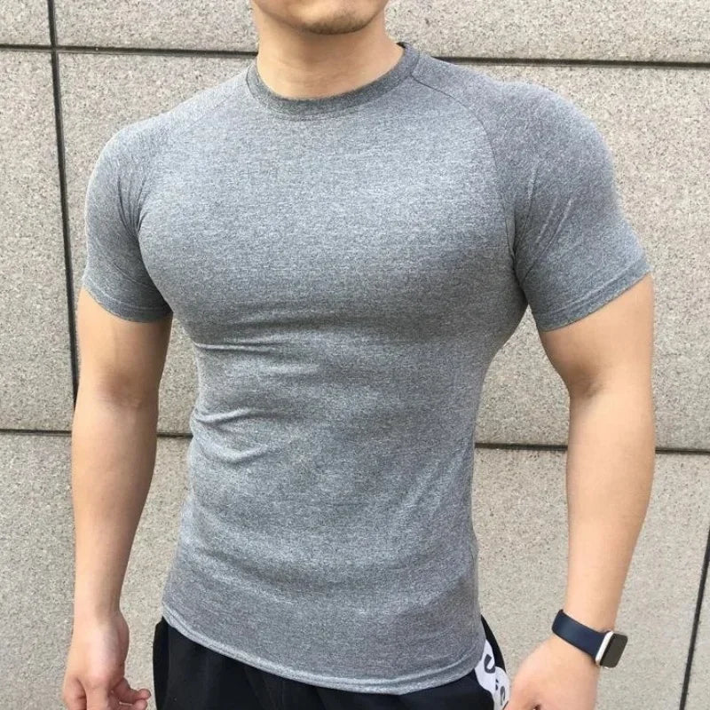 gyms Tight sports T-shirt Men Summer Short Sleeve Fitness T Shirt Running Gym Compression T Shirt High Quality elasticity Tops