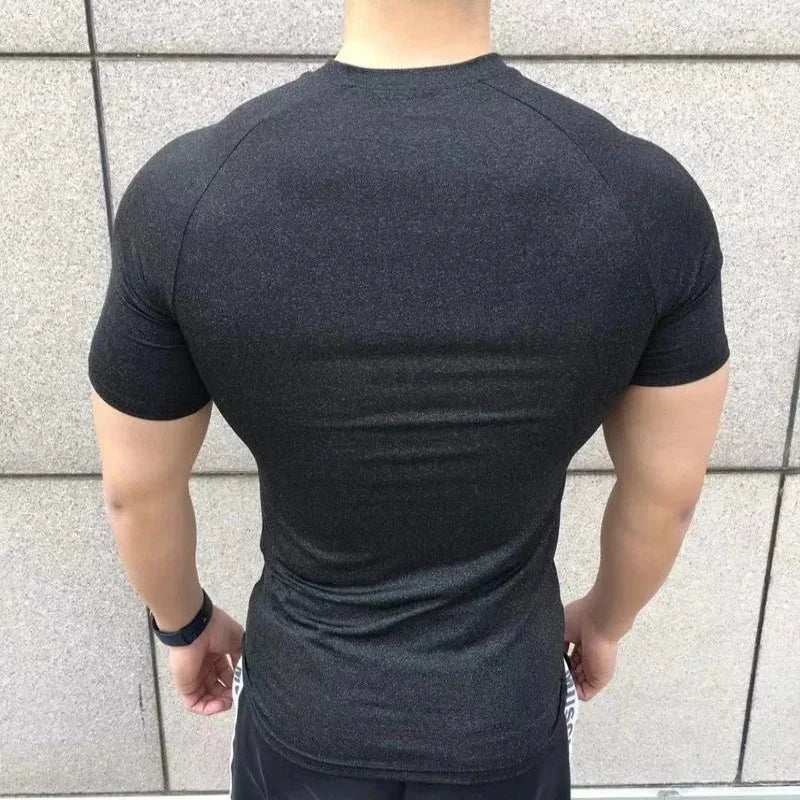 gyms Tight sports T-shirt Men Summer Short Sleeve Fitness T Shirt Running Gym Compression T Shirt High Quality elasticity Tops