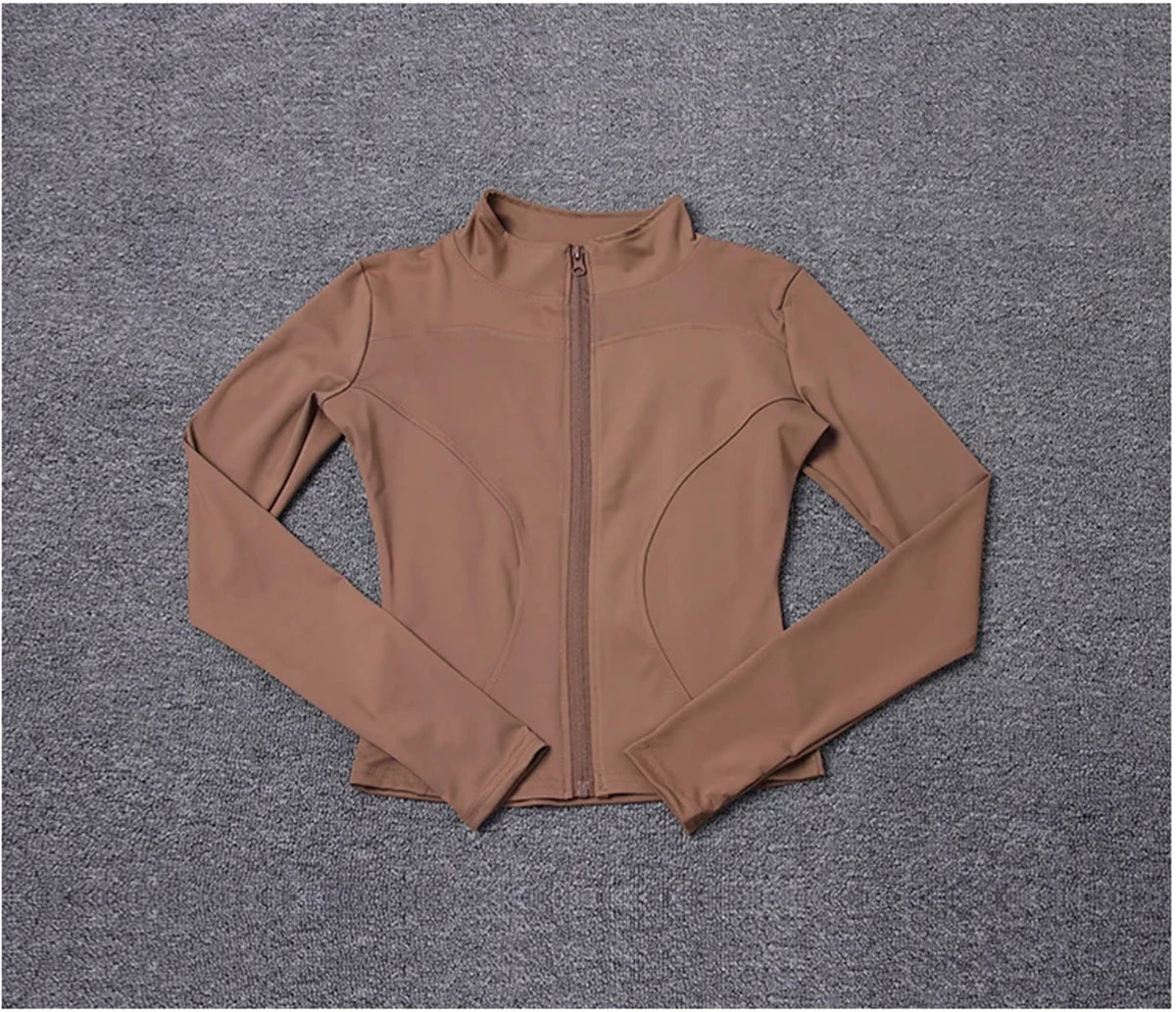 Women Long Sleeve Sport Jacket Spring Summer Gym Workout Coat Yoga Running Sports Cycling Top Casual Zipper Outfit Clothes Chic