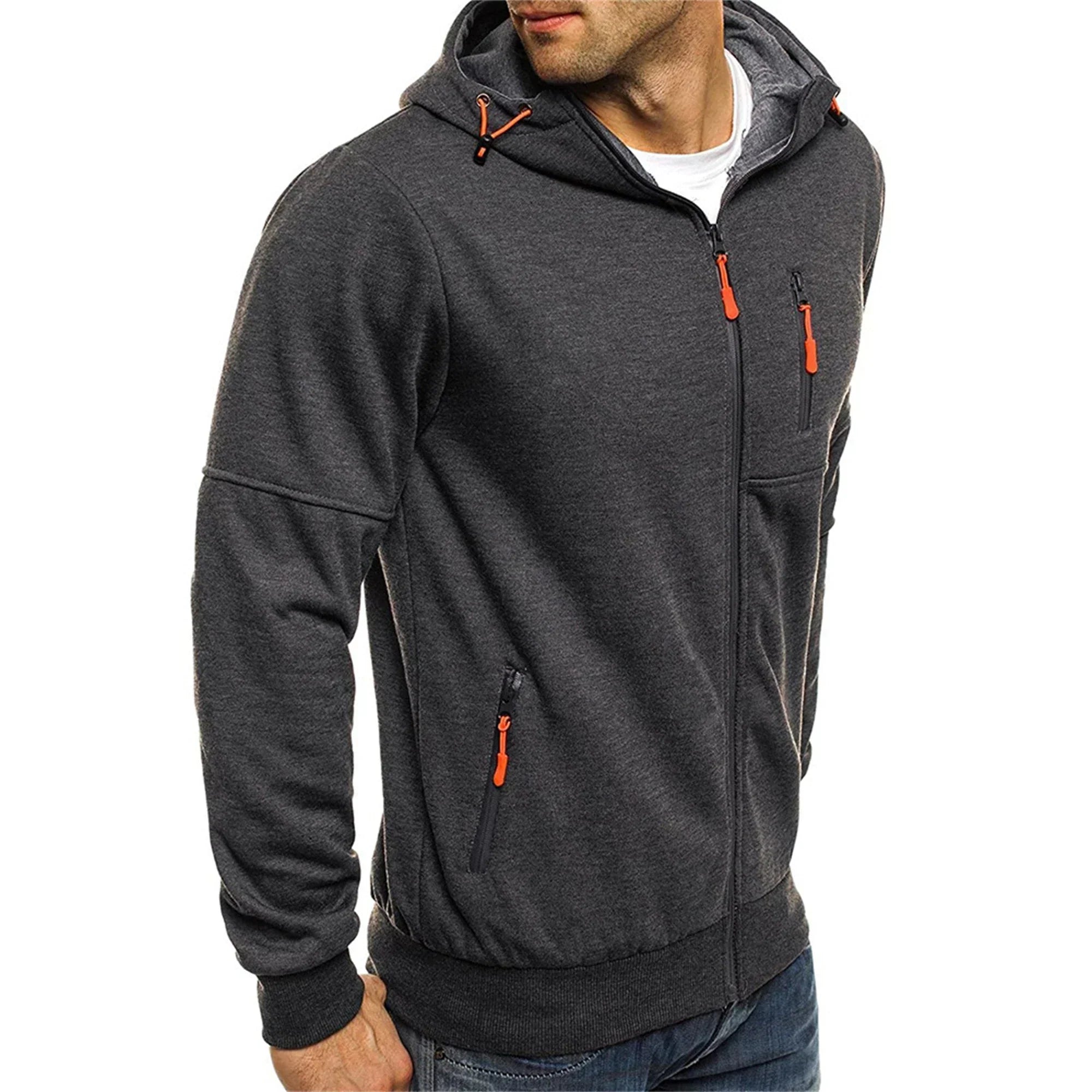 Men's hooded jacket Casual long-sleeved hoodie Zipper Gym sports hoodie Spring and Autumn