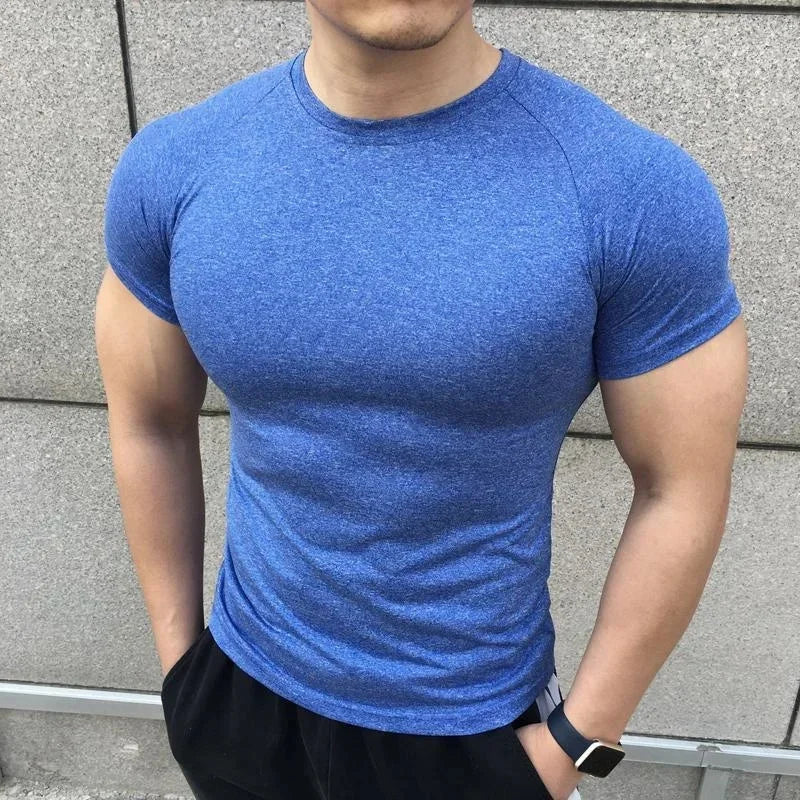 gyms Tight sports T-shirt Men Summer Short Sleeve Fitness T Shirt Running Gym Compression T Shirt High Quality elasticity Tops