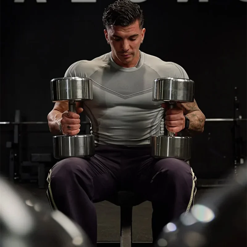 Men's T-shirt men Short Sleeve t-shirts Fitness Tops Running T shirt Workout Training Tees Man Gym bodybuilding Clothing