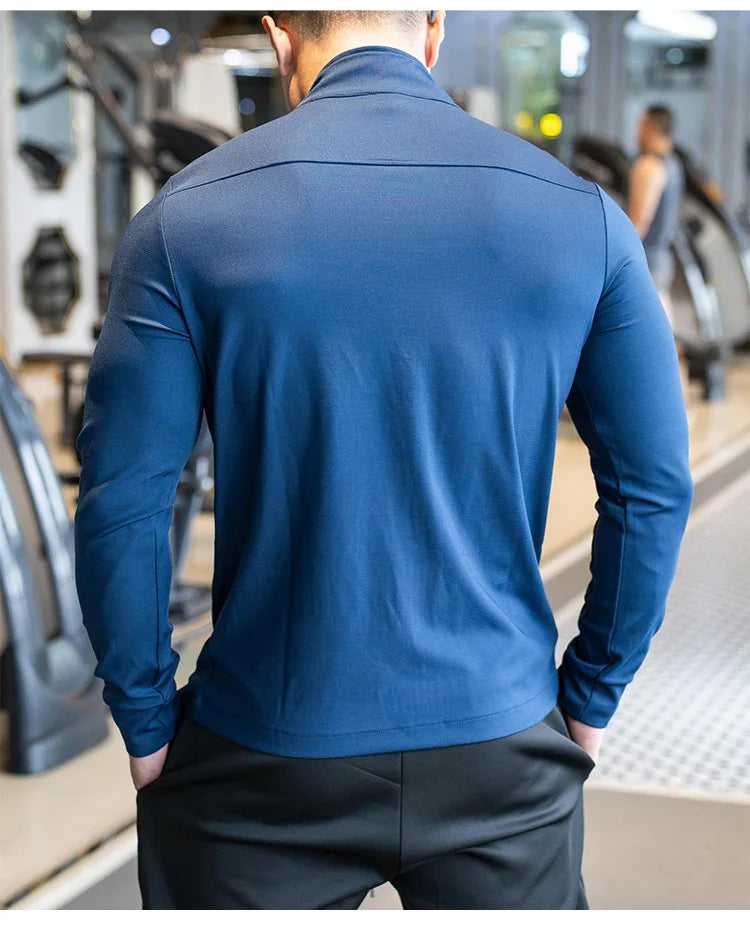 Mens Gym Fitness Shirts Tops High Quality Running Sport Jacket Outdoor Workout Sunscreen Clothing Training Sweatshirt Zipped