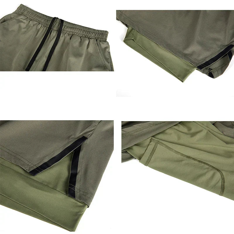 Running Shorts Men Gym Sports Shorts 2 In 1 Quick Dry Workout Training Gym Fitness Jogging Short Pants Summer Men Shorts