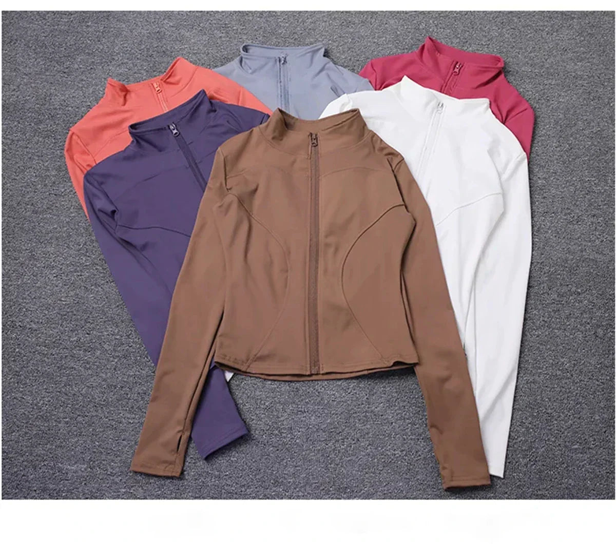 Women Long Sleeve Sport Jacket Spring Summer Gym Workout Coat Yoga Running Sports Cycling Top Casual Zipper Outfit Clothes Chic
