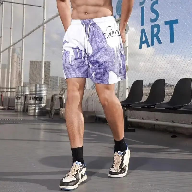 Mens Basketball Shorts Casual Sports Jogging Mesh Short Pants Man Gym Fitness Workout Quick Dry Summer Print Shorts
