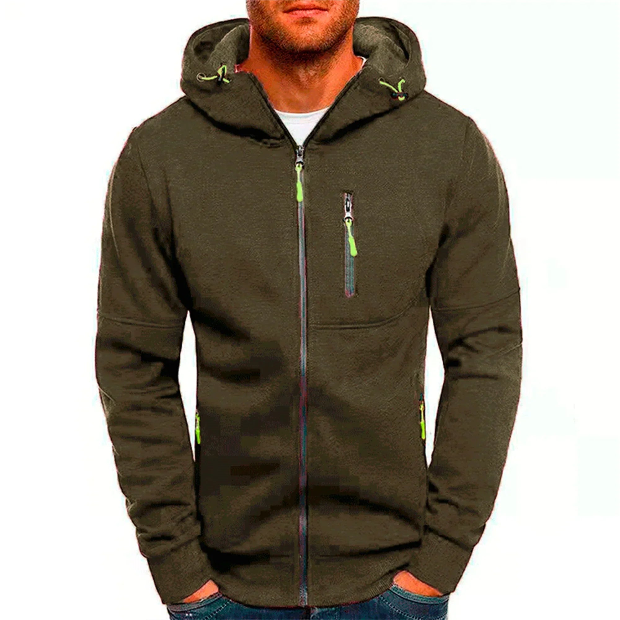 Men's hooded jacket Casual long-sleeved hoodie Zipper Gym sports hoodie Spring and Autumn