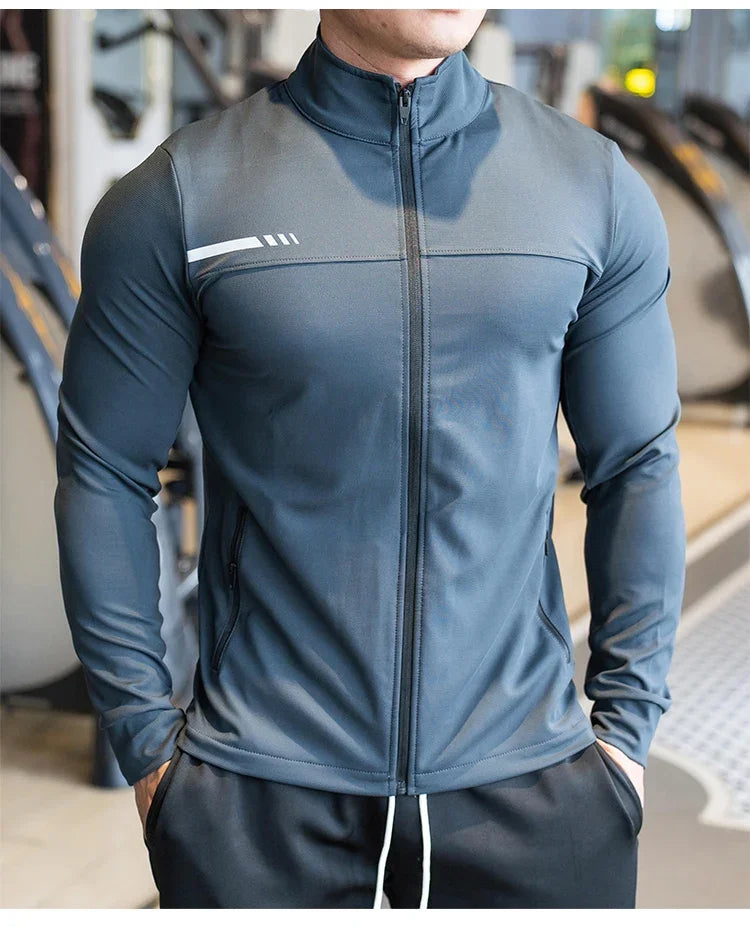 Mens Gym Fitness Shirts Tops High Quality Running Sport Jacket Outdoor Workout Sunscreen Clothing Training Sweatshirt Zipped