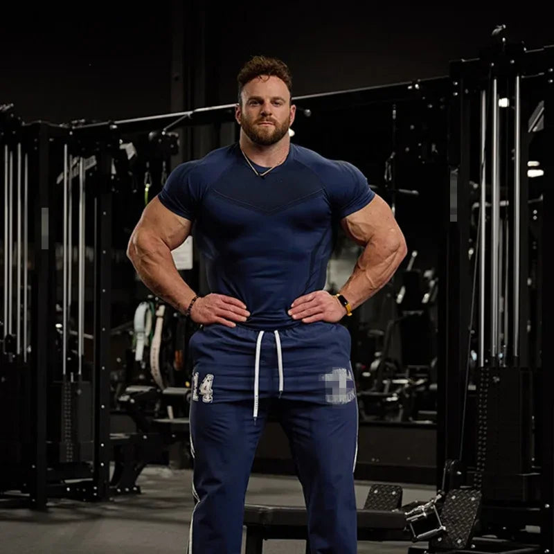 Men's T-shirt men Short Sleeve t-shirts Fitness Tops Running T shirt Workout Training Tees Man Gym bodybuilding Clothing