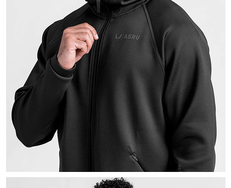 Men's Zipper Hooded Sweatshirt Gym Workout Hoodies Spring and Autumn Loose Fitness Hoodies Sports Casual Zipper Jacket Clothing