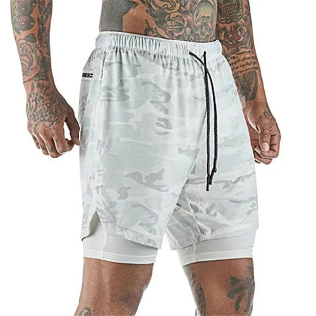 Men Sport Shorts Sportswear Double-deck Running Shorts 2 In 1 Beach Bottoms Summer Gym Fitness Training Jogging Short Pants Men