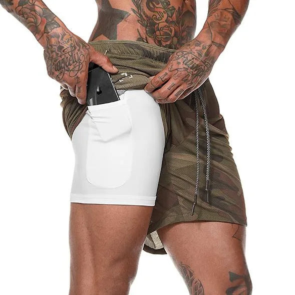 Men Sport Shorts Sportswear Double-deck Running Shorts 2 In 1 Beach Bottoms Summer Gym Fitness Training Jogging Short Pants Men