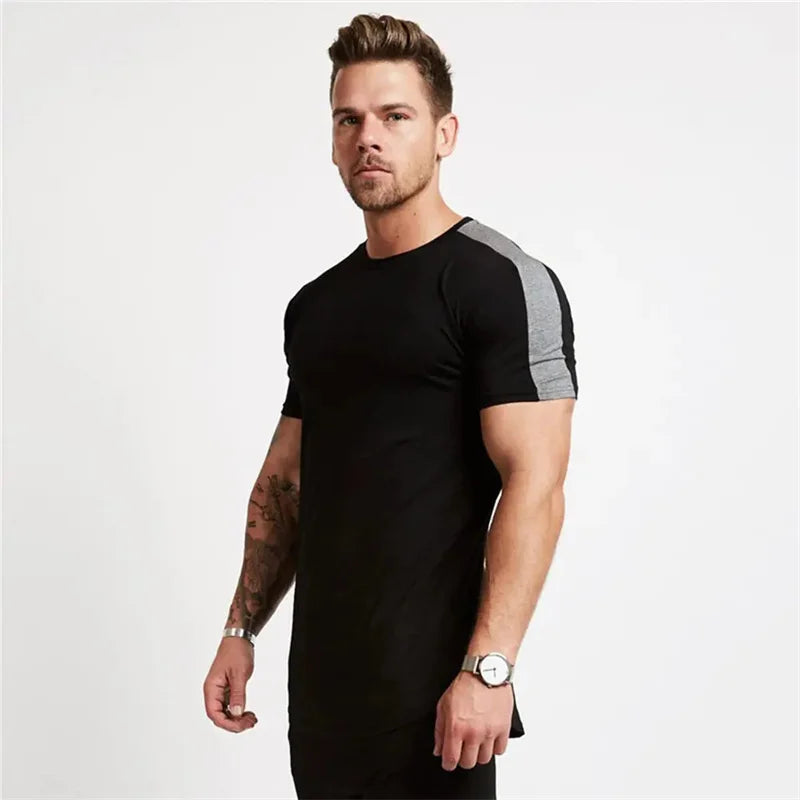 Men's Gym tshirt Men Running Sport T-shirt Fitness Bodybuilding Cotton Slim Tee shirt Tops Summer Male Jogging Training Clothing