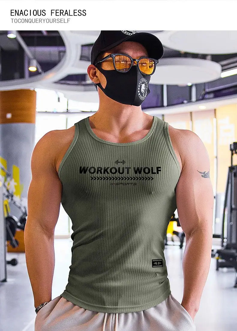 Men's Fitness Jogging Cycling Hiking Gym Muscle Compression Shirt - Training Tank Top with Quick-Dry,High-Elasticity Material