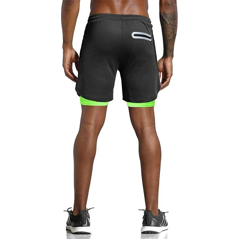 Men Sport Shorts Sportswear Double-deck Running Shorts 2 In 1 Beach Bottoms Summer Gym Fitness Training Jogging Short Pants Men