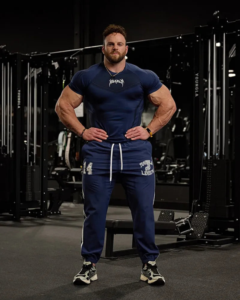 2025 YOUNGAL New Men's Fitness T-shirts clothing sports Tshirt tights high elastic training short sleeve fitness man clothing