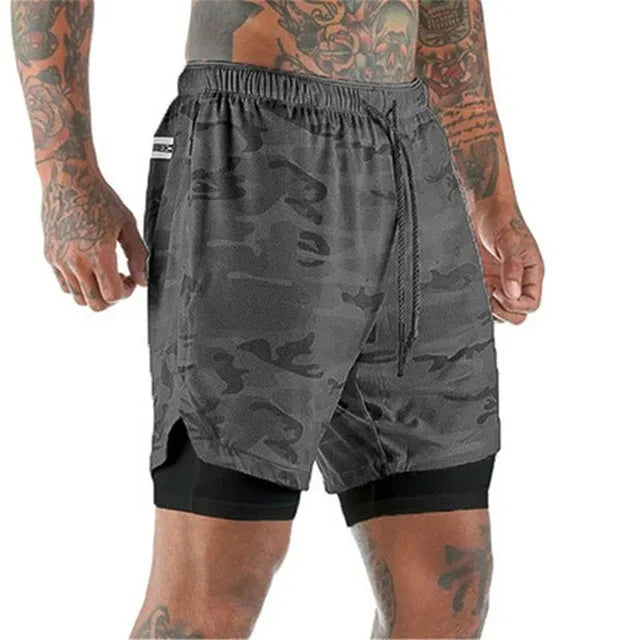 Men Sport Shorts Sportswear Double-deck Running Shorts 2 In 1 Beach Bottoms Summer Gym Fitness Training Jogging Short Pants Men