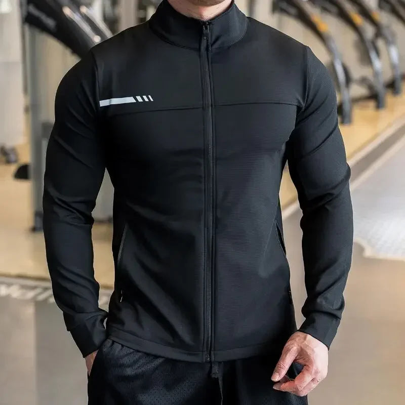 Mens Gym Fitness Shirts Tops High Quality Running Sport Jacket Outdoor Workout Sunscreen Clothing Training Sweatshirt Zipped