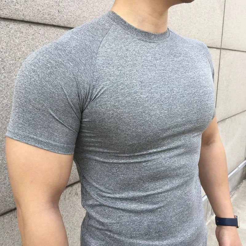 gyms Tight sports T-shirt Men Summer Short Sleeve Fitness T Shirt Running Gym Compression T Shirt High Quality elasticity Tops