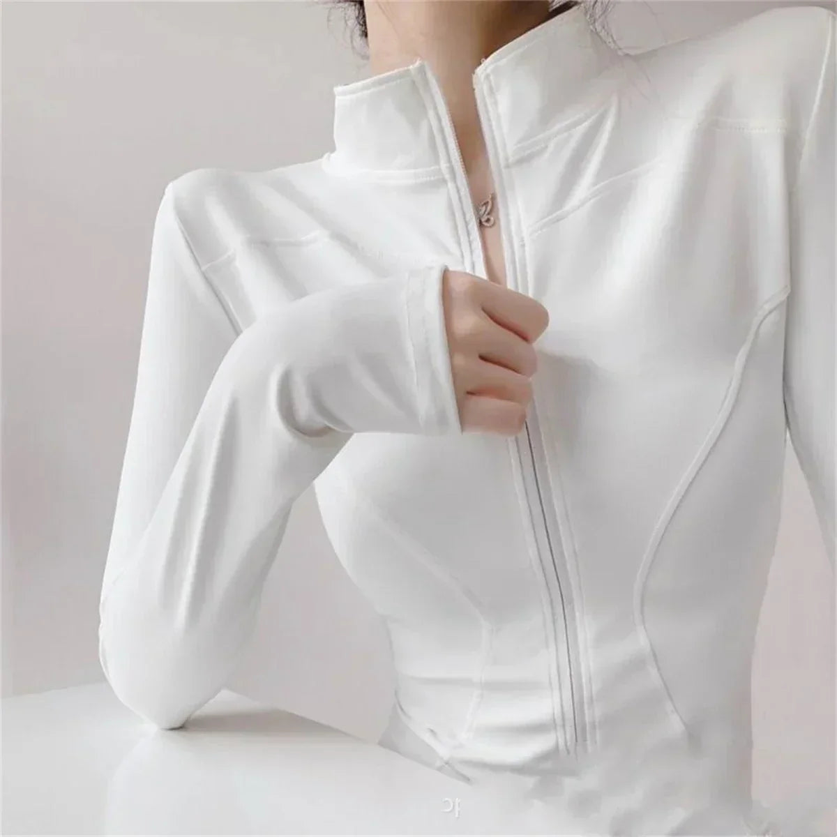 Women Long Sleeve Sport Jacket Spring Summer Gym Workout Coat Yoga Running Sports Cycling Top Casual Zipper Outfit Clothes Chic