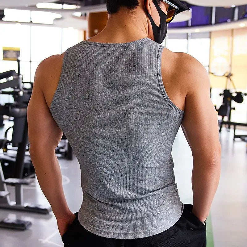 Men's Fitness Jogging Cycling Hiking Gym Muscle Compression Shirt - Training Tank Top with Quick-Dry,High-Elasticity Material