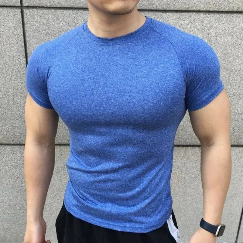 gyms Tight sports T-shirt Men Summer Short Sleeve Fitness T Shirt Running Gym Compression T Shirt High Quality elasticity Tops