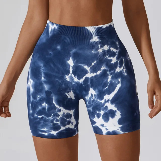 Tie Dyed Shorts Women Seamless Sports Shorts For Women Cycling Jogging Fitness High Waist Push Up Gym Shorts Women Yoga Clothing
