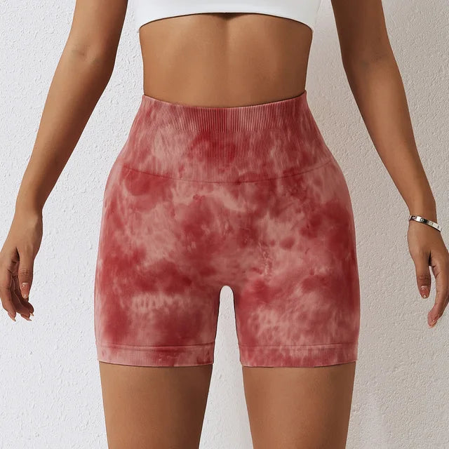 Tie Dyed Shorts Women Seamless Sports Shorts For Women Cycling Jogging Fitness High Waist Push Up Gym Shorts Women Yoga Clothing