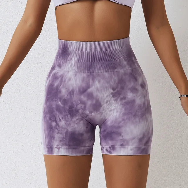 Tie Dyed Shorts Women Seamless Sports Shorts For Women Cycling Jogging Fitness High Waist Push Up Gym Shorts Women Yoga Clothing