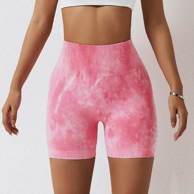 Tie Dyed Shorts Women Seamless Sports Shorts For Women Cycling Jogging Fitness High Waist Push Up Gym Shorts Women Yoga Clothing