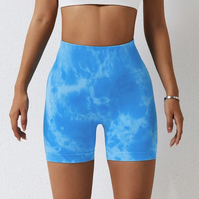 Tie Dyed Shorts Women Seamless Sports Shorts For Women Cycling Jogging Fitness High Waist Push Up Gym Shorts Women Yoga Clothing