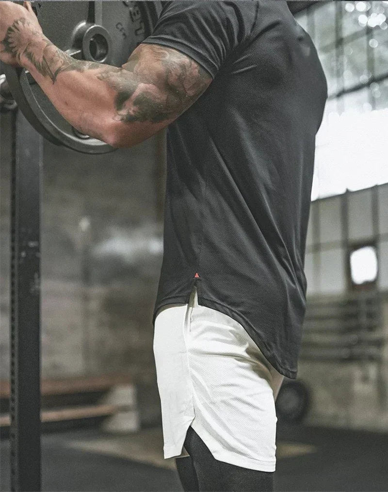 2025New Men Running Shorts Gym Sports Shorts 2 In 1 Quick Dry Workout Training Gym Fitness Jogging Short Pants Summer Men Shorts