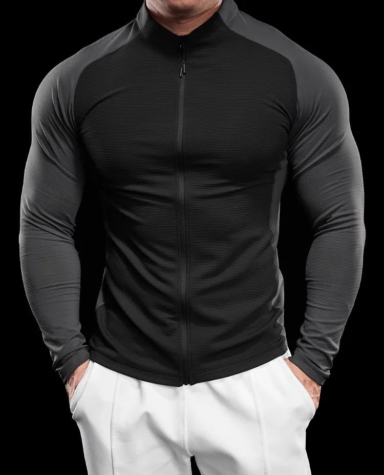 2024 New Men Sportswear Fitness Top Gym Jacket Quick-drying Breathable Slim Long-sleeved T-shirt Running Training Clothes Autumn
