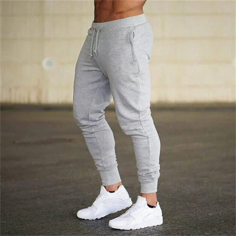 Fashionable Men's Gym Solid-color Long Pants Jogging Fitness Casual Long Pants Men's Exercise Sports Jogging Sportswear Pants